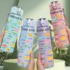 1PC Cute Dino Seamless Pattern Print 750ml Color Plastic Sports Water Bottle Leakproof Flip Straw Lid Suitable for Sports Office Home Use