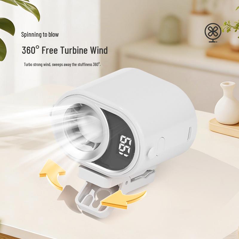 USB Leafless Neck Hanging Fan with Display - Multi-functional, Portable, Handheld, and Clip-on for Outdoor Use