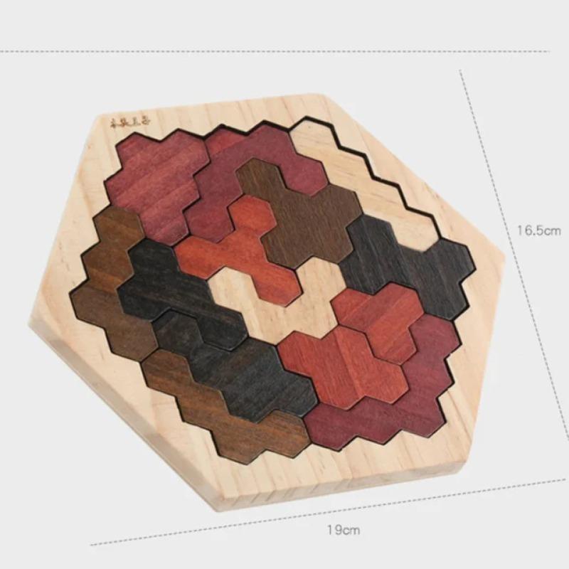 Montessori Holzspielzeug 3D Puzzle Tangram Mathespielzeug Baby Hand Greifbrett Form Zuordnungs-Puzzle Lernspielzeug für Kinder