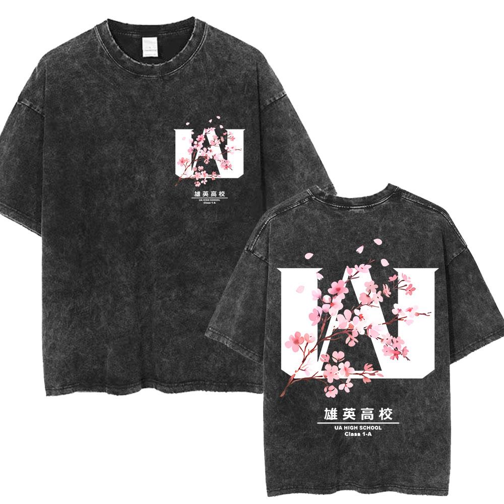 Washed Anime My Hero Academia Bakugo Katsuki TShirt Men Women Fashion Harajuku Manga T Shirts Oversized Cotton Casual T Shirt