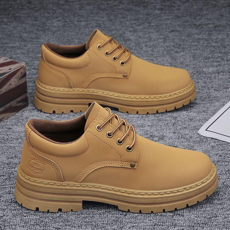 Man Casual Shoe Outdoor Thick Sole Round Toe Leather Shoes for Men Platform High Quality Fashion Footwear Offer Comfortable 2025
