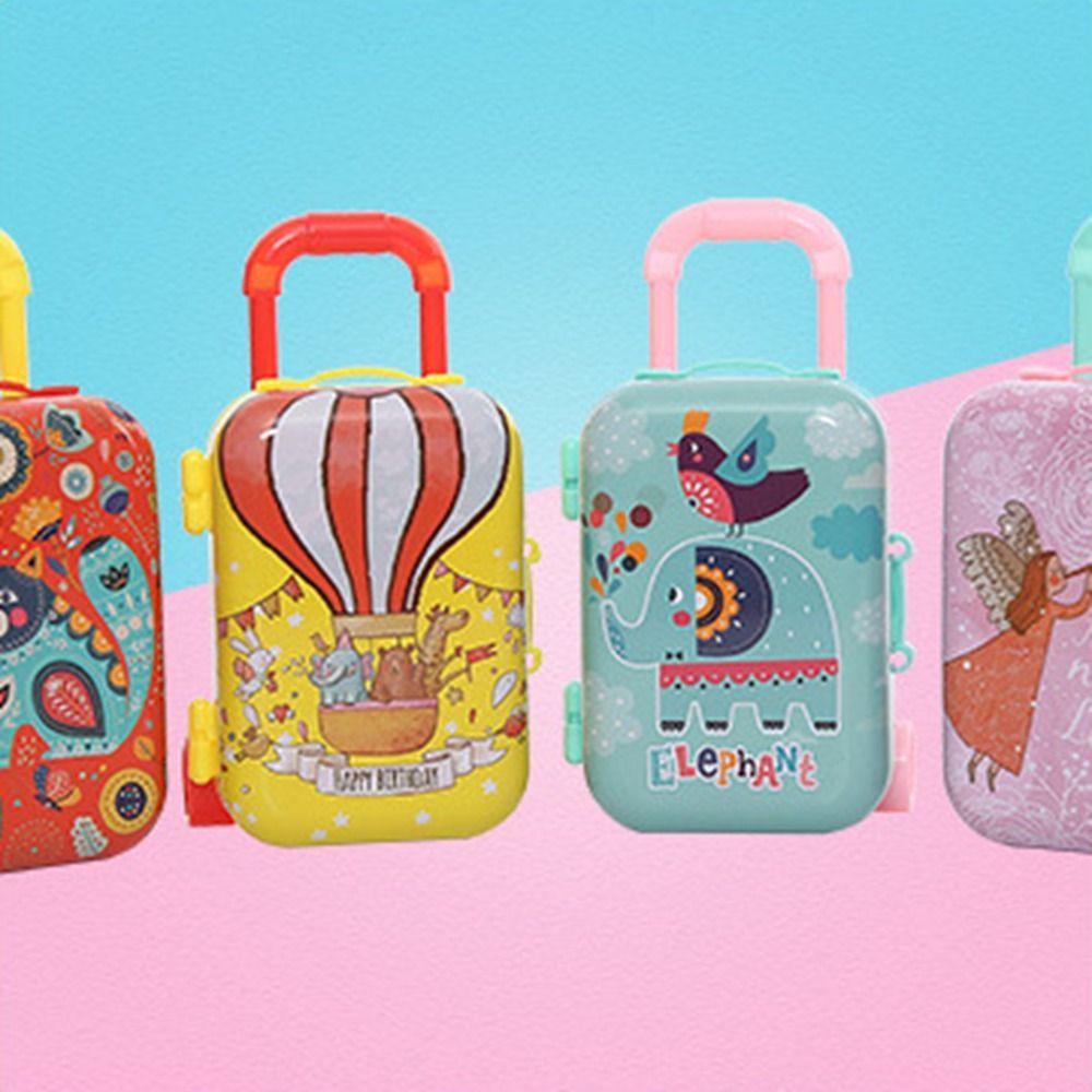 Mini Animals Suitcase Toy Animals Pattern Cartoon Piggy Bank Mini Trolley Case Model Kids