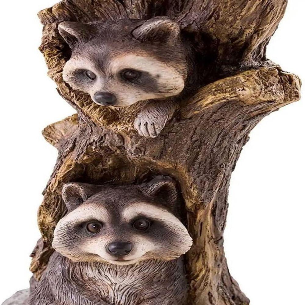 Cute Bird Bath Simulation Puppy Raccoon Sculptures Multifunctional Bird Feeding Bowl  Garden Decor