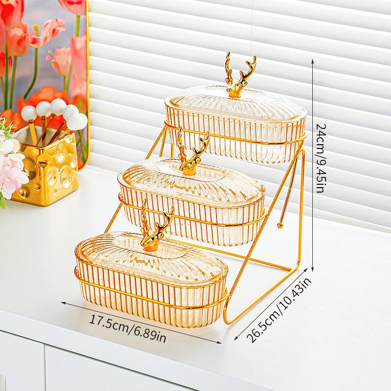 3D Design Serving Bowl Serving Tray Organizer Elegant 3-Tier Dried Fruit Nut Display Tray With Stylish Elk Lid Nordic For Fruits