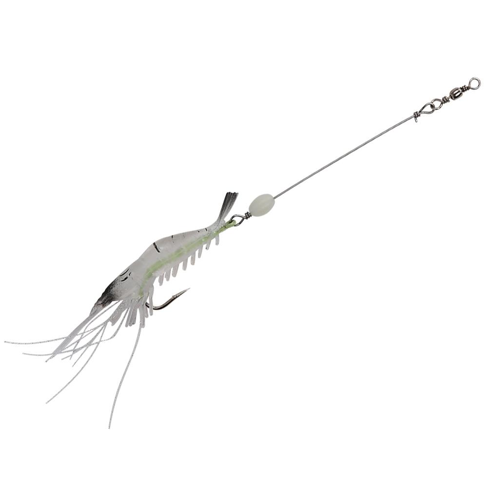 Hard Lure Sea Freshwater Shrimp Shape Bionic Luminous Night Fishing Bait with Hook (White)