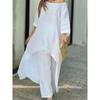 Irregular Long-Sleeve Wide-Leg Pantsuit Irregular Long Sleeve Loose Pants Suit