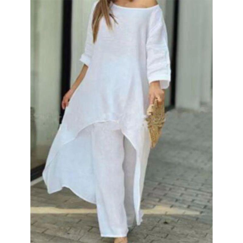 Irregular Long-Sleeve Wide-Leg Pantsuit Irregular Long Sleeve Loose Pants Suit