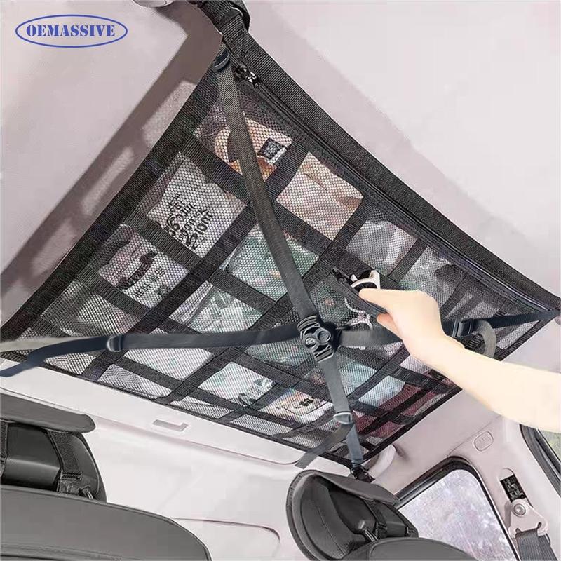 

Car Ceiling Cargo Net 31.5 x20.8 ,Reduces Sagging - Reinforced Mesh Organizer for SUVs,Minivans,Sedans - Road Trips,Camping Gear