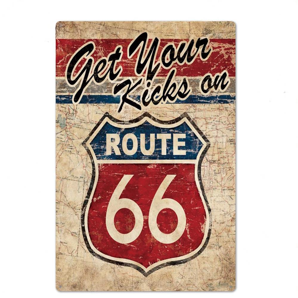 Vintage Metal Tin Signs Route 66 Posters Decor Metal Sign Plaque Vintage Retro Garage Wall Decor Fo Bar Club