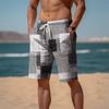 Short de survêtement pour homme, short de plage, short en tissu éponge, cordon de serrage, taille élastique, imprimé 3D, graphique, carreaux, rayures, respirant, doux, court, quotidien