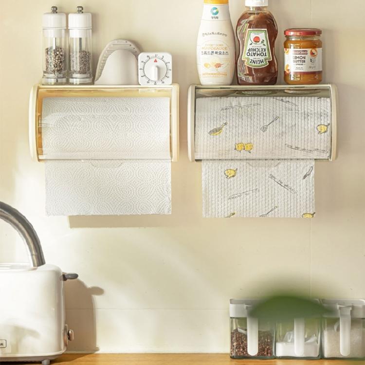 Kitchen Tissue Organizer Wall Mounted Paper Towel Dispenser Clear Napkin Holder