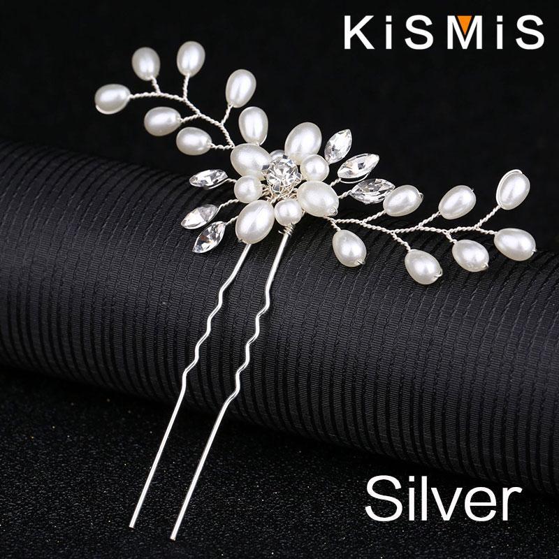

1PC Bridal Hairpin Wedding Jewelry Pearl Crystal Beaded Hair Clip U Shaped Wedding Dress Hair Accessories Styling серебряный