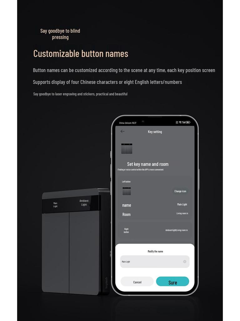 Linp Mesh2.0 E2Pro Smart Touchscreen Schalter, Drahtlos, Mijia-App Kompatibel + Passende Steckdose