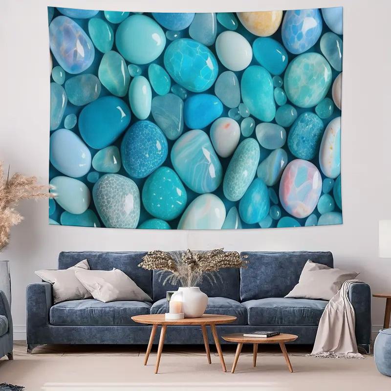 Blue Pebble Pattern Tapestry Bohemian Home Decor for Living Room