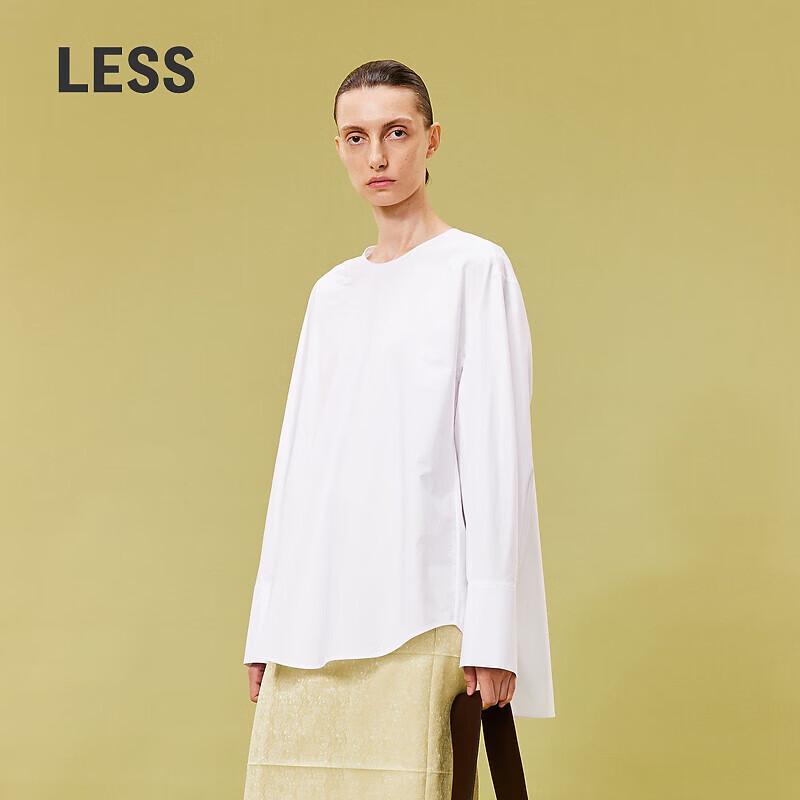 LESS 2024 Spring Cotton Casual Round Neck Long Sleeve Shirt XS