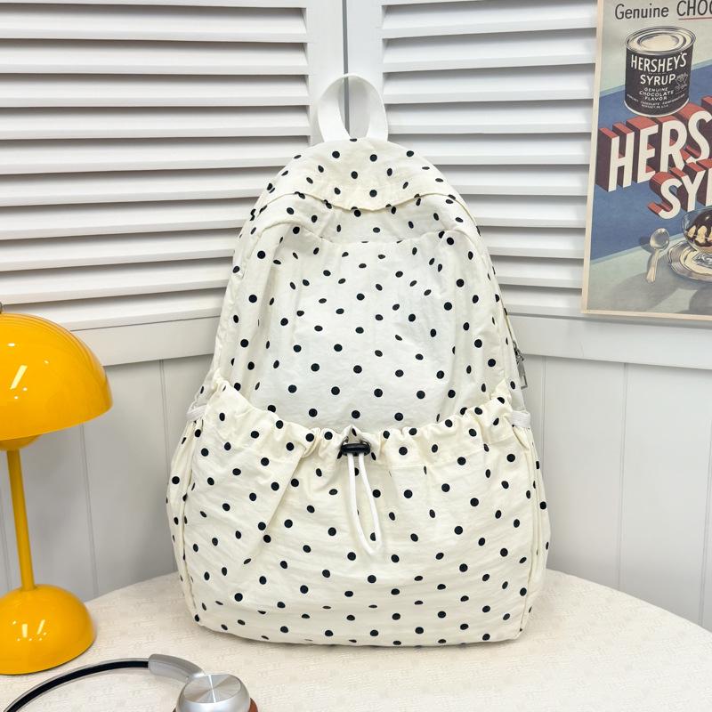 Schoolbag Korean ins style cute polka dot backpack 1011 new small fresh casual backpack student commuter schoolbag
