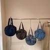Runde Jeans-Tasche mit Schleife für Damen Streetwear Mode Große Kapazität Lässige Geldbörse