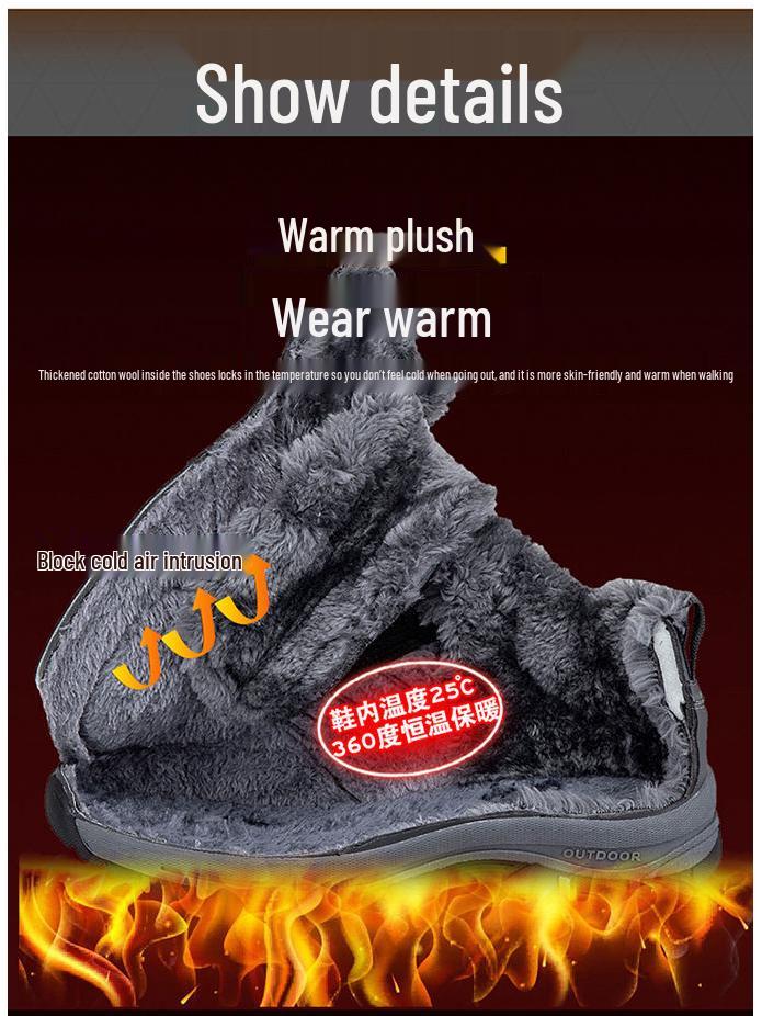 Warm Fleece-Lined Waterproof Anti-Slip Snow Boots for Elderly