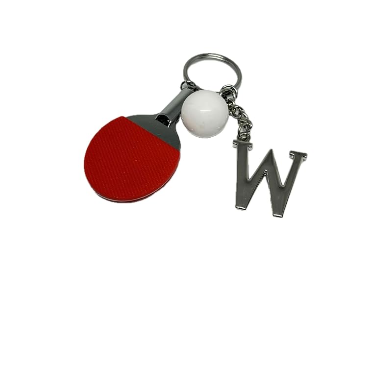

table tennis with initials key ring souvenir present (W)