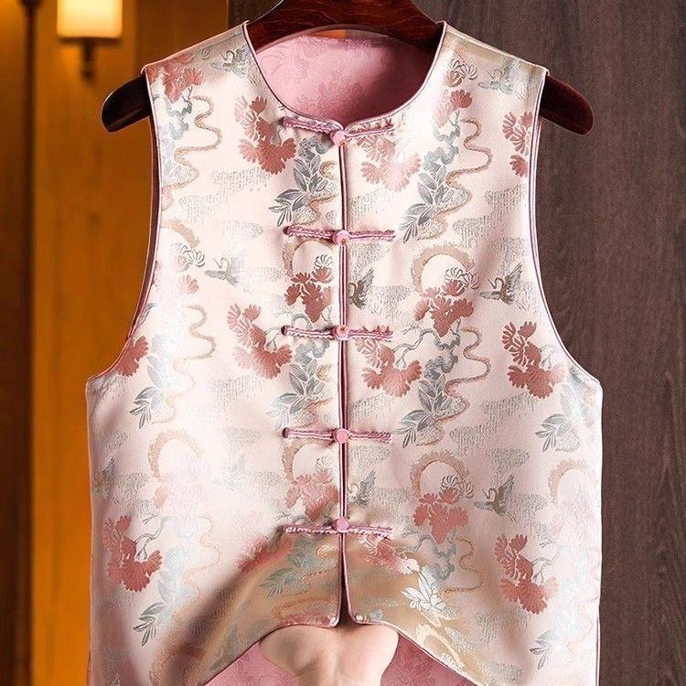 

2025 новый жилет жаккардовый темпераментный элегантный ретро стиль женский топ жилет жилет L (recommended 100-56kg)