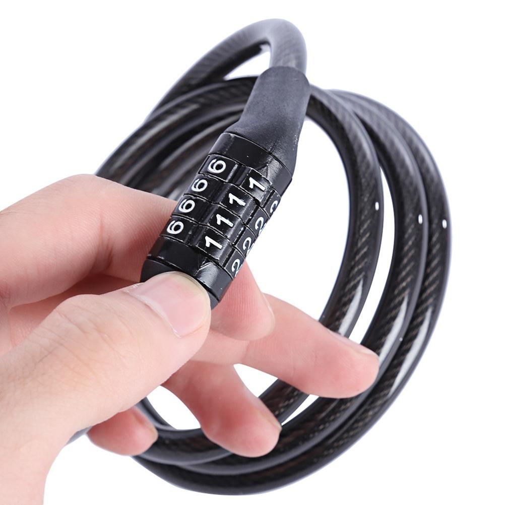 Bike Lock 4 Digit Resettable Combination Coiling Bike Cable Lock for Road Bike Mountain Bike