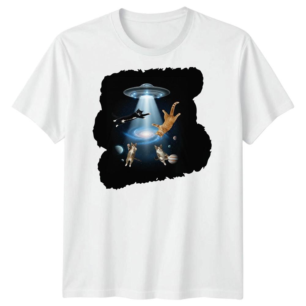 SciFi Alien Abduction Cats Ufo Unisexs TShirt Space Galaxy Graphic