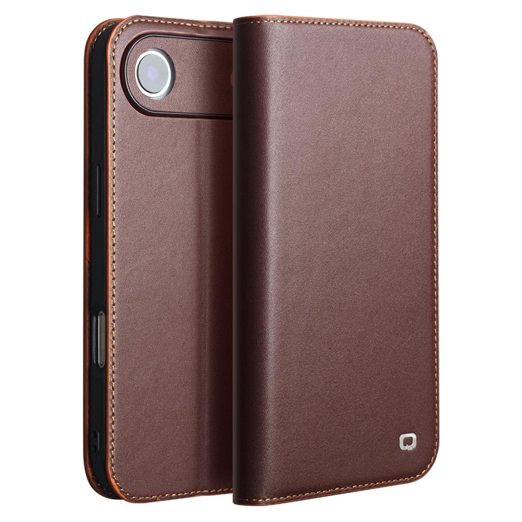 QIALINO For iPhone 17 Air Case Wallet Flip Stand Phone Cover Genuine Cow Leather