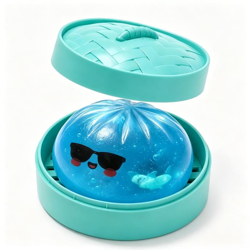 Błyszczący Rekin Pierożek Fidget Toy Miękki Powolna Sprężystość Gotowany na Parze Pączek na Podróż Odstresowujący