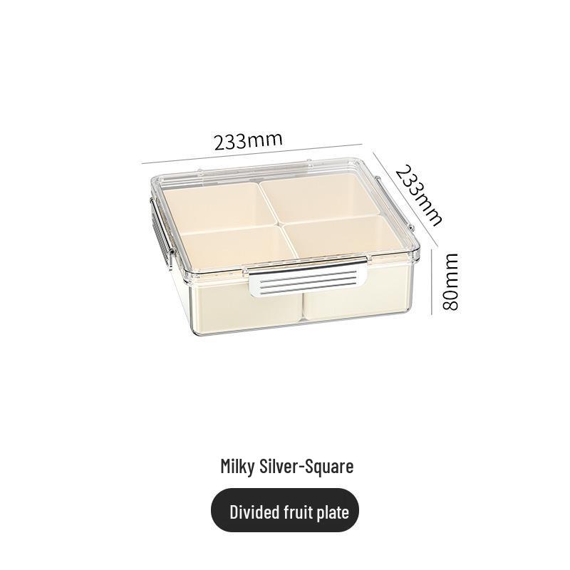 Luxe Fruit and Snack Storage Plate with Lid – Divided Sections for Fruits & Dried Snacks