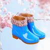 Women's Fashion Anti Slip Waterproof Short Tube With Cotton Rain Boots Kitchen Work Rubber Shoes