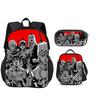 JoJo's Bizarre Adventure 3er Set Rucksack Federmäppchen Eisbeutel Langlebig Trendig Vielseitig Schuljunge und Mädchen Geburtstag Bestes Geschenk