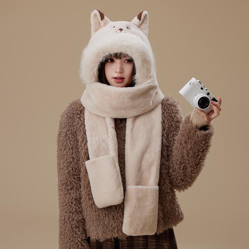 Penguin Ear Protection Hat, Scarf & Neck Warmer Women's 3-Piece Winter Set