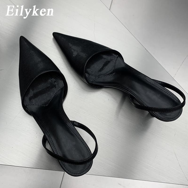 

Eilyken Silver Women Pumps Sandals Sexy Pointed Toe Slingback Wedding Party High Heels Mules Shoes Zapatos De Mujer 35 чёрный