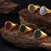 1pc Men's Women Ring Vintage 316L Stainless Steel Ring with Black Onyx Agate Tiger Eye Lapis Stone Unisex Ring Jewelry
