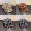 Vintage Plaid Octagonal Hat For Women With Sun Protection And Breathability For Spring And Autumn Fashion