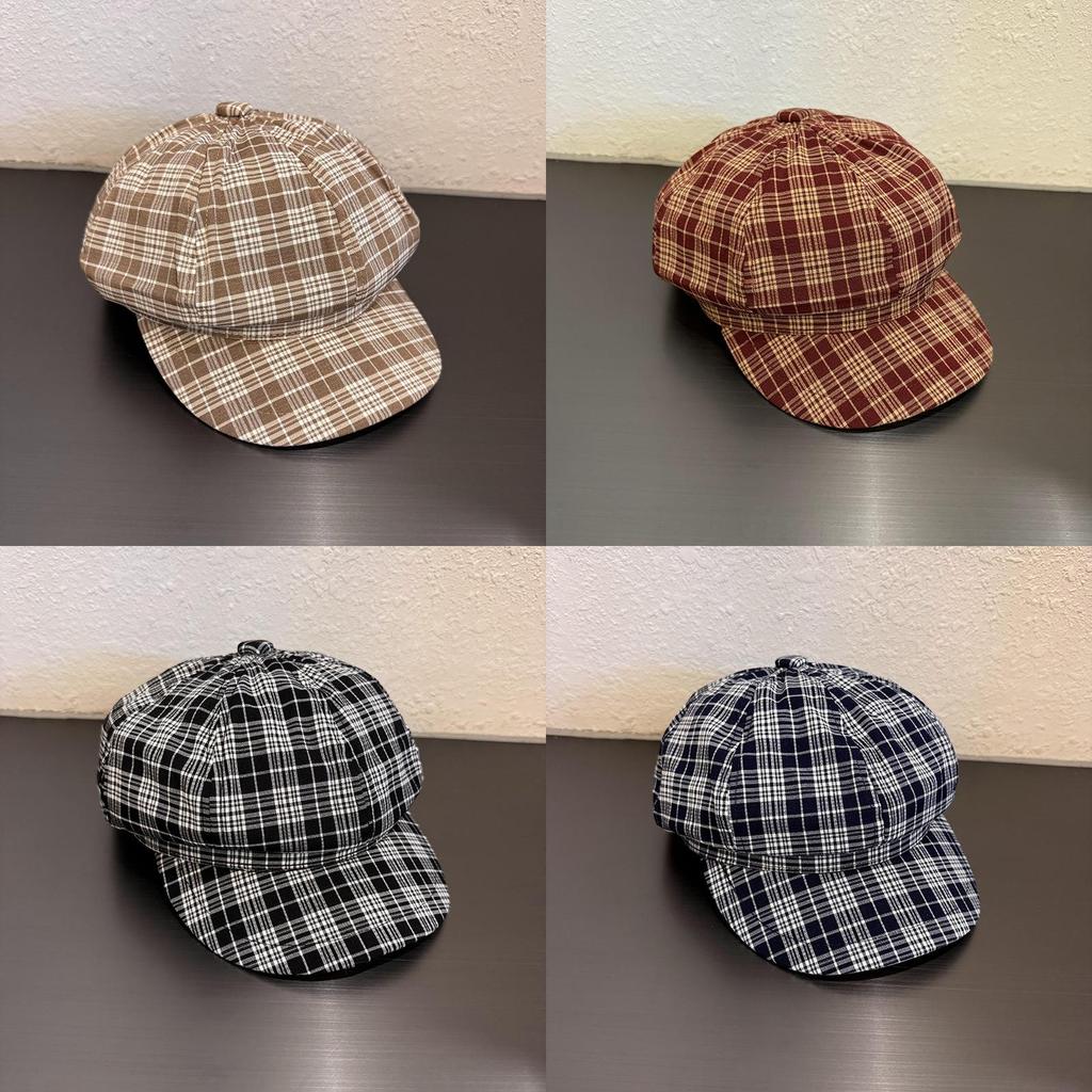 Vintage Plaid Octagonal Hat For Women With Sun Protection And Breathability For Spring And Autumn Fashion