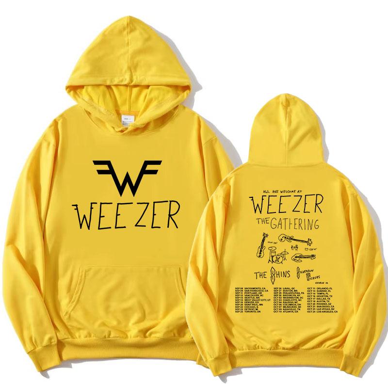 Weezer The Gathering Tour 2026 Hoodies Langarm Weiches Fleece Kapuzenpullover Unisex Streetwear Grafik Merch Damenbekleidung