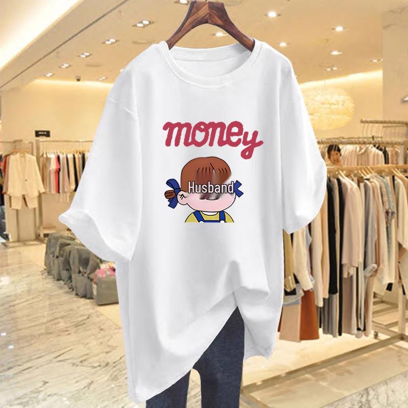

Korean Cute Bow Cartoon Loose Casual Round Neck Short Sleeve T-shirt for Women S