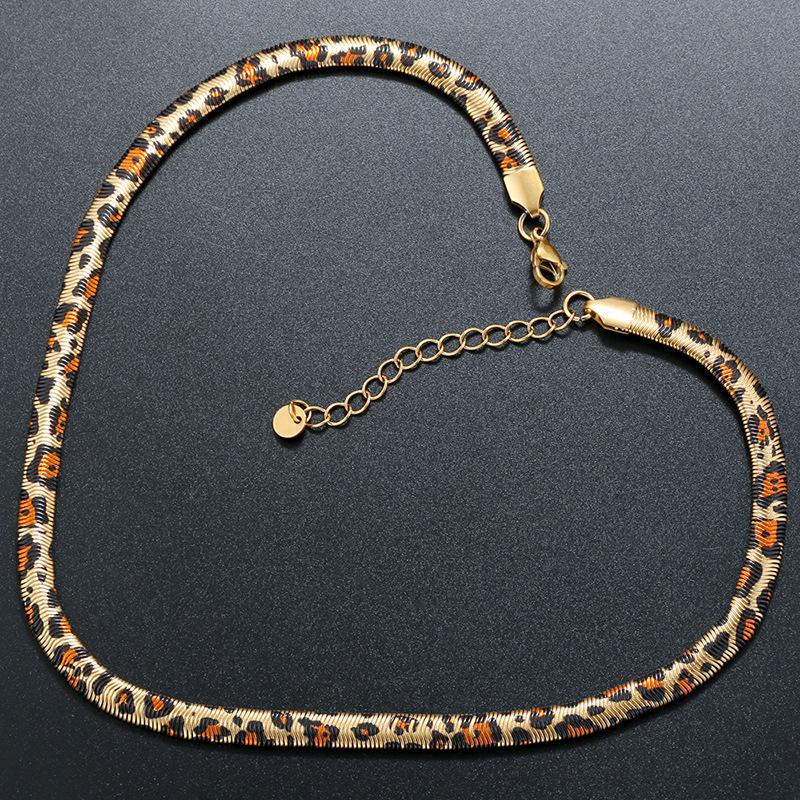 6mm Stal Nierdzewna Panterka Wzór Wężowy Łańcuszek na Szyję Damski Osobowość Przesadny Wzór Wężowy Maillard Naszyjnik Vl587