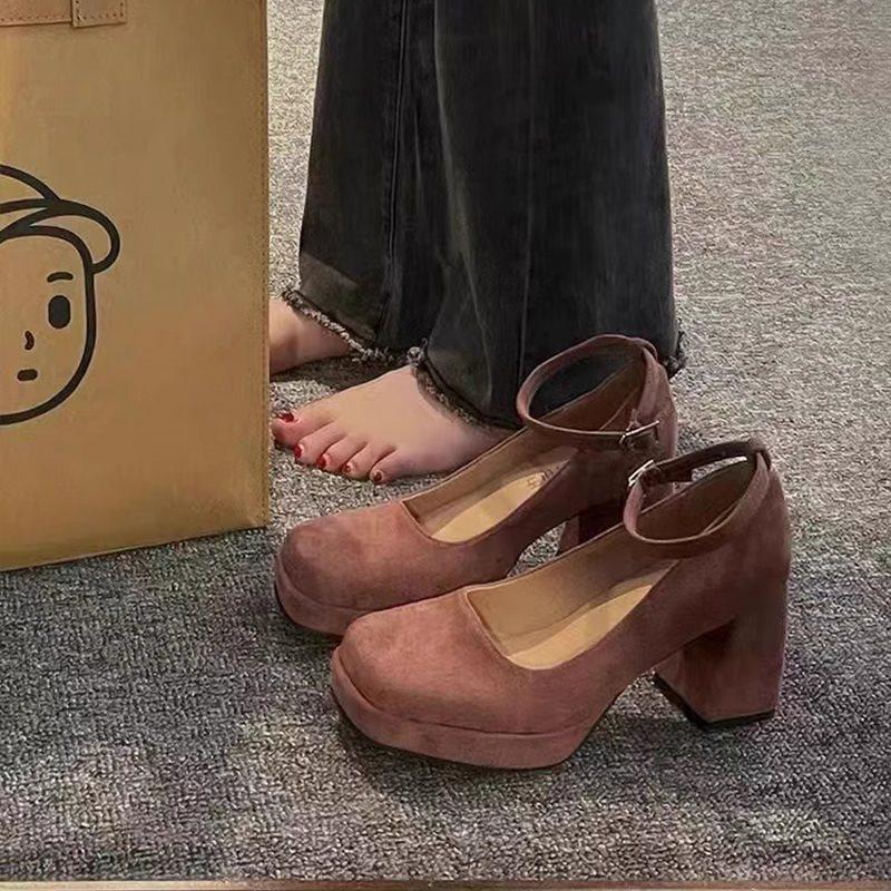 

Туфли-лодочки на толстом каблуке, женские, весенние, с квадратным носком, маленькие, темпераментные, не утомляющие ноги, одинарные туфли 42 розовый