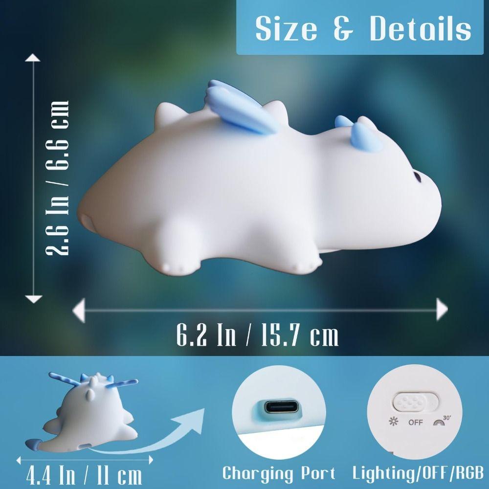 7 Colors Dragon Night Light Timer Function Touch Sensor Rechargeable Night Light 3 Modes Magnetic Base Bedside Lamp Bedroom