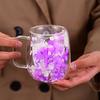 Double Wall Glass Inside Resistant Tea Latte Insulated Heat Mug with Floral Mug 250ml Cute