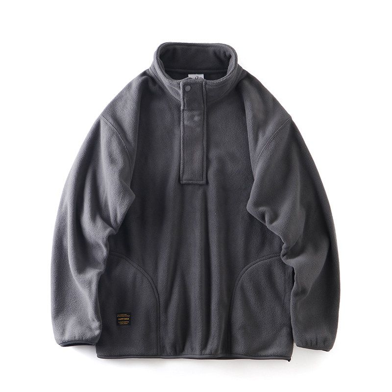 American Vintage Heavy Half Zipper Stand Collar Hoodie Men's Autumn and Winter Fleece-lined Thickened Foreign Trade Cattle Goods Leisure Outerwear