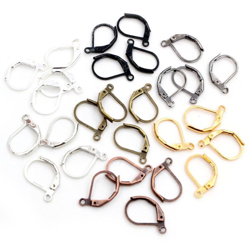 30-50pcs Fashion Bronze Rhodium Gold Silver Plated French Earring Hooks Wire Settings DIY Jewelry Making Findings Accessories