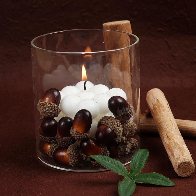 Simulated Acorn & Pine Cone Foam Ornaments - Nut & Hazelnut Figurine Christmas Accessories