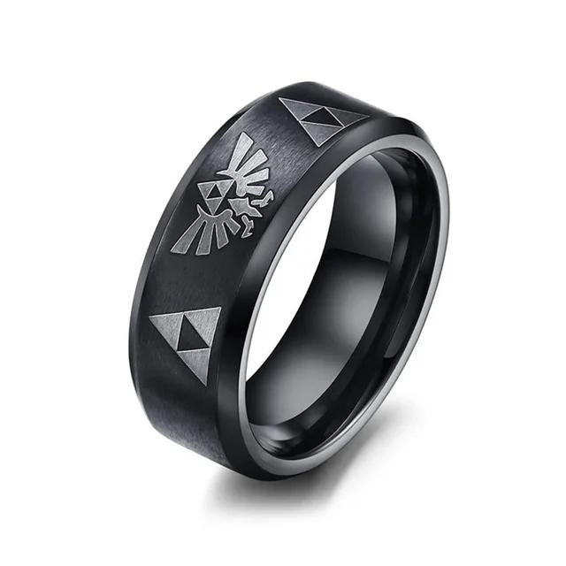 Mode Anime Triforce Dreieck Symbol Bandring für Männer Frauen Edelstahl Fingerringe Cosplay Party Schmuck Geschenke