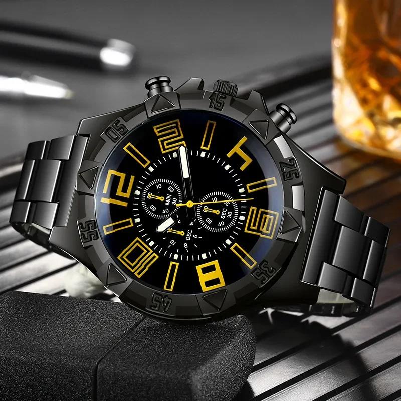 Men's Sports Mesh Belt Luminous Watch Men's Hollow Calendar Blue Light Watch Dial Design High Quality Luxury Mens Watch