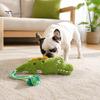 Textured Cotton Rope for Plaque Removal Plush Crocodile Dog Toy, Squeaky Stuffed Chew Interactive Tug Puppy Soothing Gum Teething Tool of War