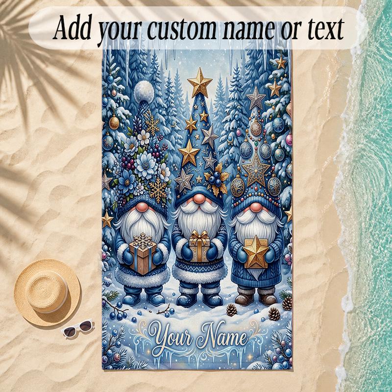 Snow Theme Soft Beach Towel Personalized Custom Name Text Towel Portable for Beach Pool Travel