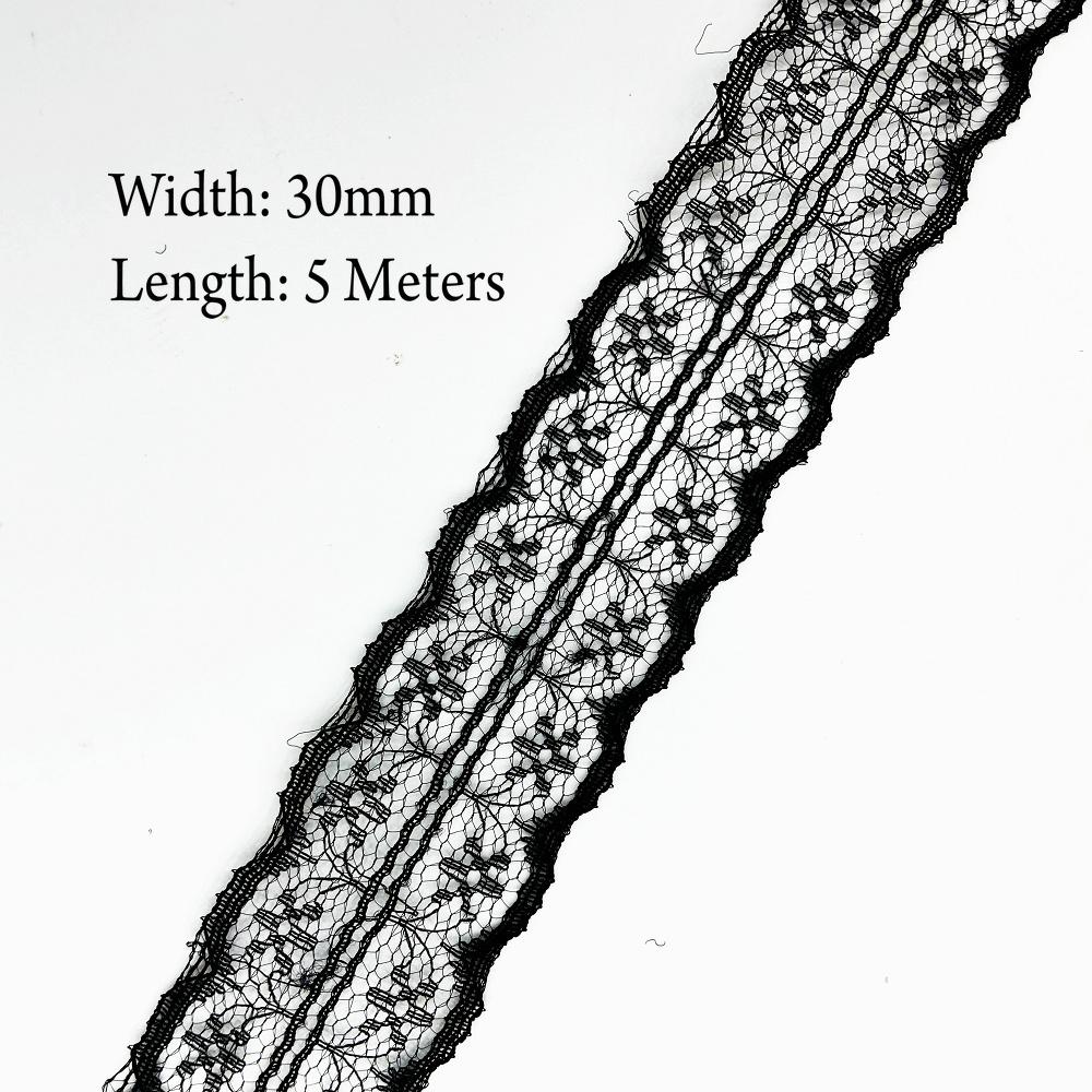 5 Meters White & Black Lace Ribbon Assorted Floral Trims for Gift Wrapping Christmas Wedding Decor DIY Crafts Sewing Accessories